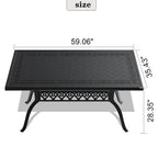 Table de salle à manger de patio en aluminium moulé L59,05 l35,43 pouces