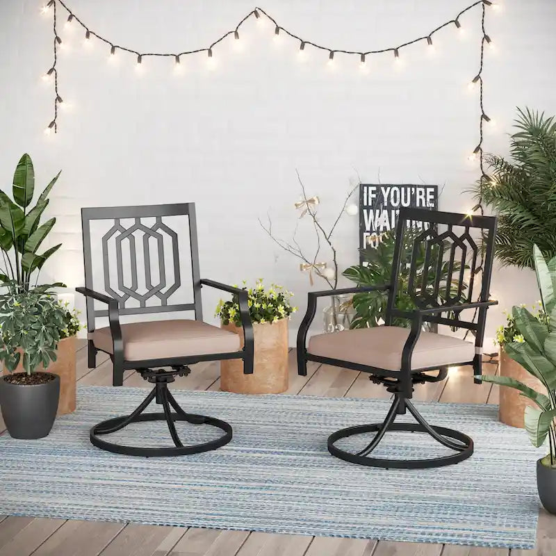 MAISON ARTS Chaises de salle à manger pivotantes en métal, 2 pièces, avec coussins