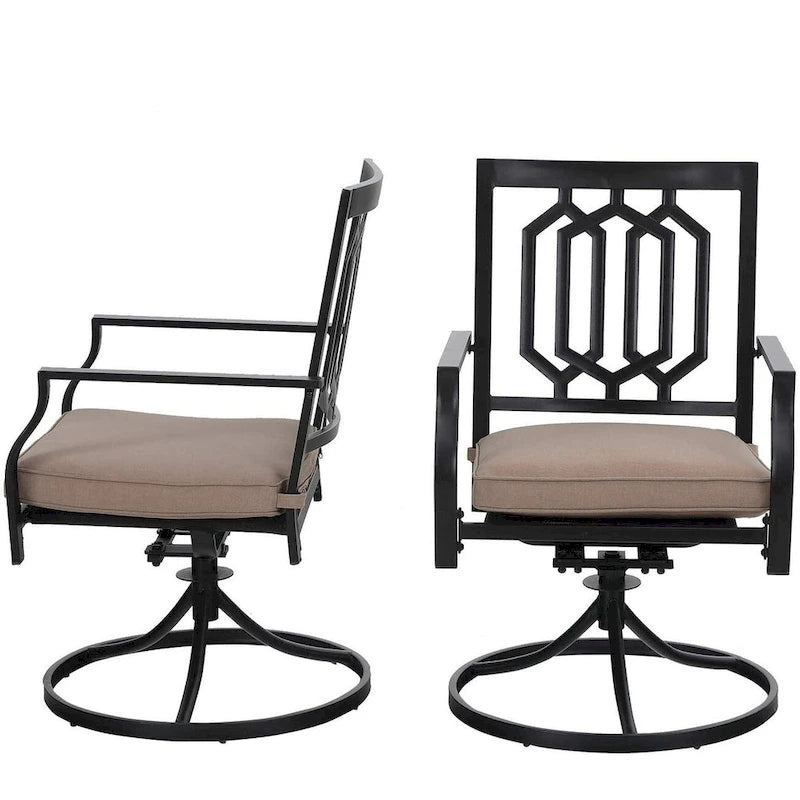MAISON ARTS Chaises de salle à manger pivotantes en métal, 2 pièces, avec coussins