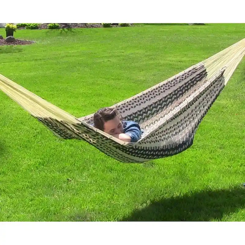 Hamac maya Sunnydaze XXL en corde épaisse et support de hamac