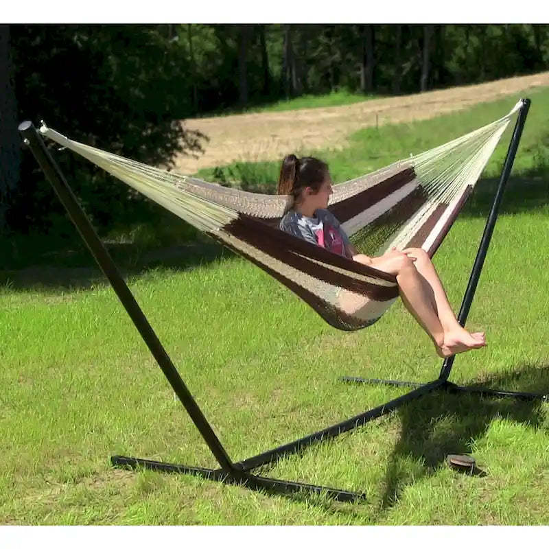 Hamac maya Sunnydaze XXL en corde épaisse et support de hamac