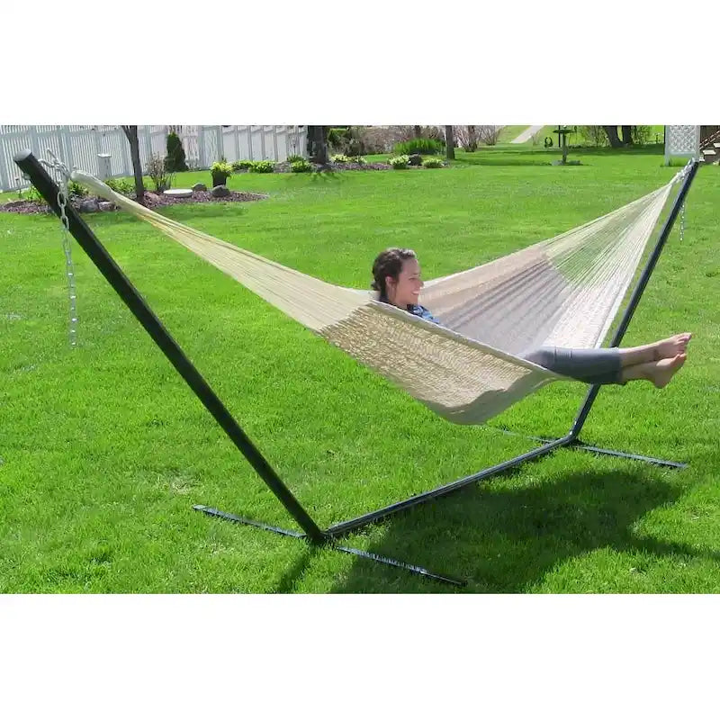 Hamac maya Sunnydaze XXL en corde épaisse et support de hamac