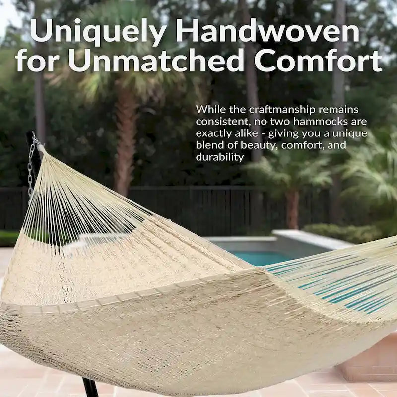 Hamac maya Sunnydaze XXL en corde épaisse et support de hamac