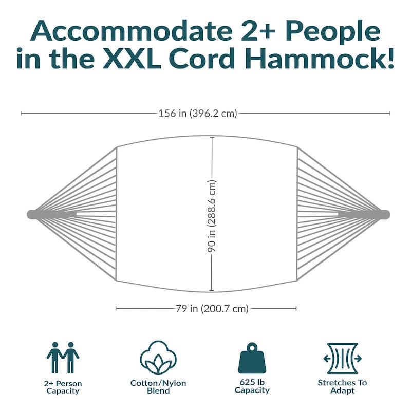 Hamac maya Sunnydaze XXL en corde épaisse et support de hamac