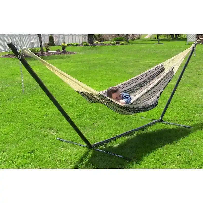 Hamac maya Sunnydaze XXL en corde épaisse et support de hamac