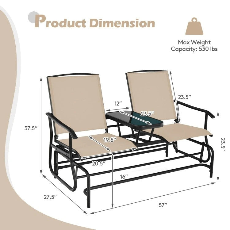 Canapé confortable 2 places pour terrasse et jardin - 57 x 28 x 38 (L x l x H)