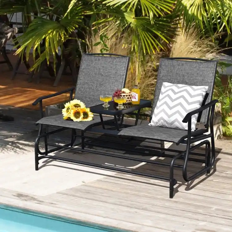 Canapé confortable 2 places pour terrasse et jardin - 57 x 28 x 38 (L x l x H)