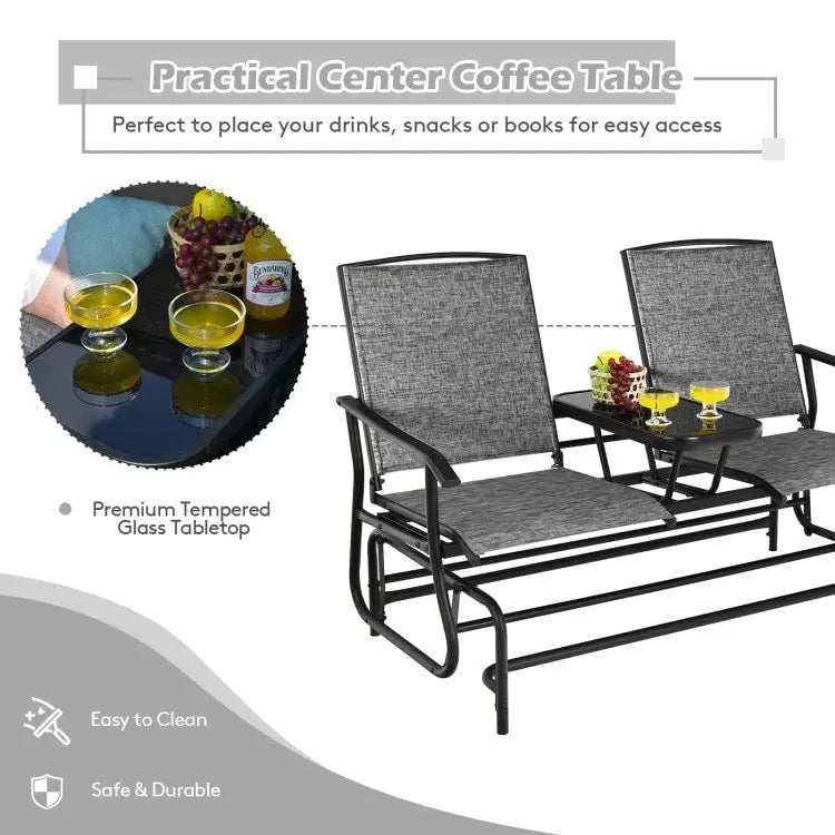 Canapé confortable 2 places pour terrasse et jardin - 57 x 28 x 38 (L x l x H)