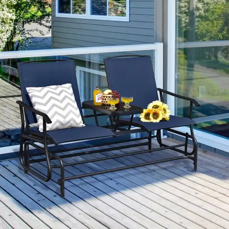 Canapé confortable 2 places pour terrasse et jardin - 57 x 28 x 38 (L x l x H)