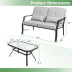 Ensemble de deux fauteuils d'extérieur avec table basse en verre trempé - 48 x 30 x 29