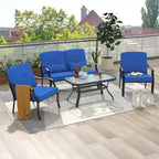Ensemble de deux fauteuils d'extérieur avec table basse en verre trempé - 48 x 30 x 29
