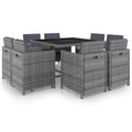 Ensemble de salle à manger d'extérieur vidaXL 9 pièces, table et chaises, mobilier en rotin synthétique - 42,9 x 42,9 x 29,1