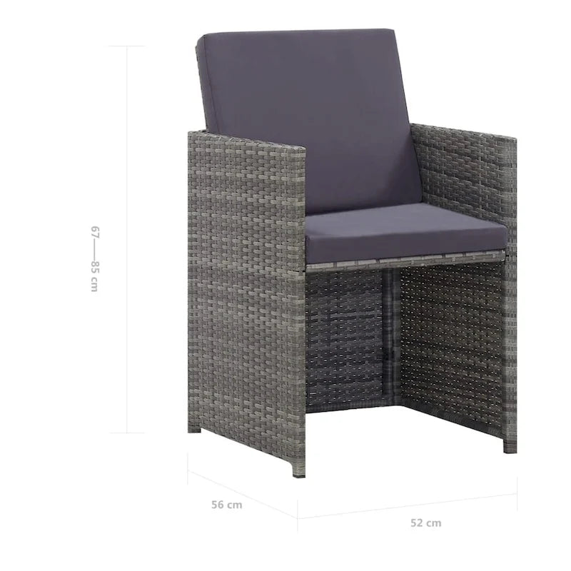 Ensemble de salle à manger d'extérieur vidaXL 9 pièces, table et chaises, mobilier en rotin synthétique - 42,9 x 42,9 x 29,1