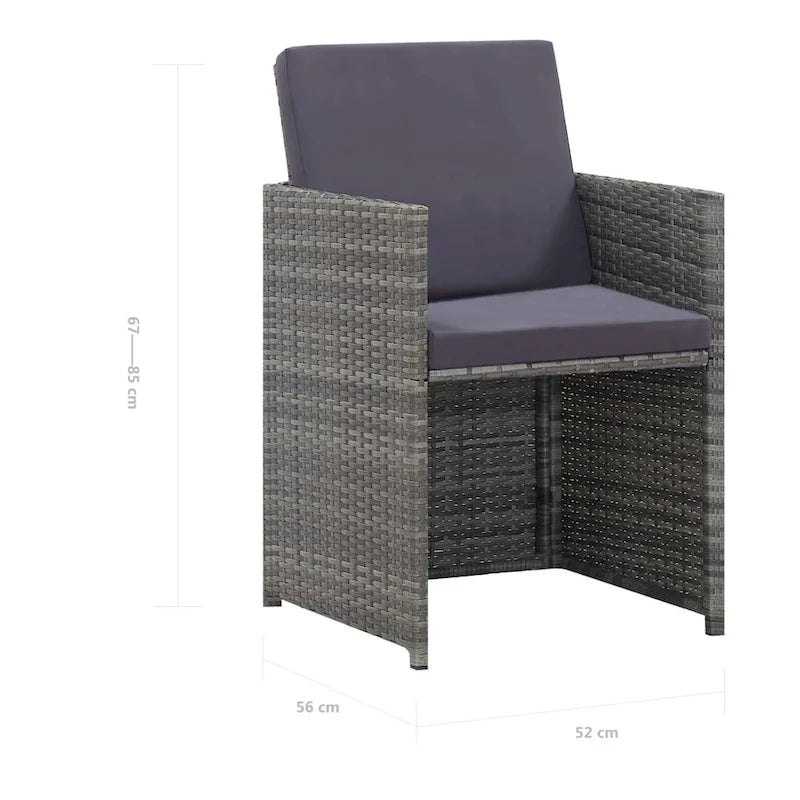 Ensemble de salle à manger d'extérieur vidaXL 9 pièces, table et chaises, mobilier en rotin synthétique - 42,9 x 42,9 x 29,1