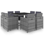 Ensemble de salle à manger d'extérieur vidaXL 9 pièces, table et chaises, mobilier en rotin synthétique - 42,9 x 42,9 x 29,1