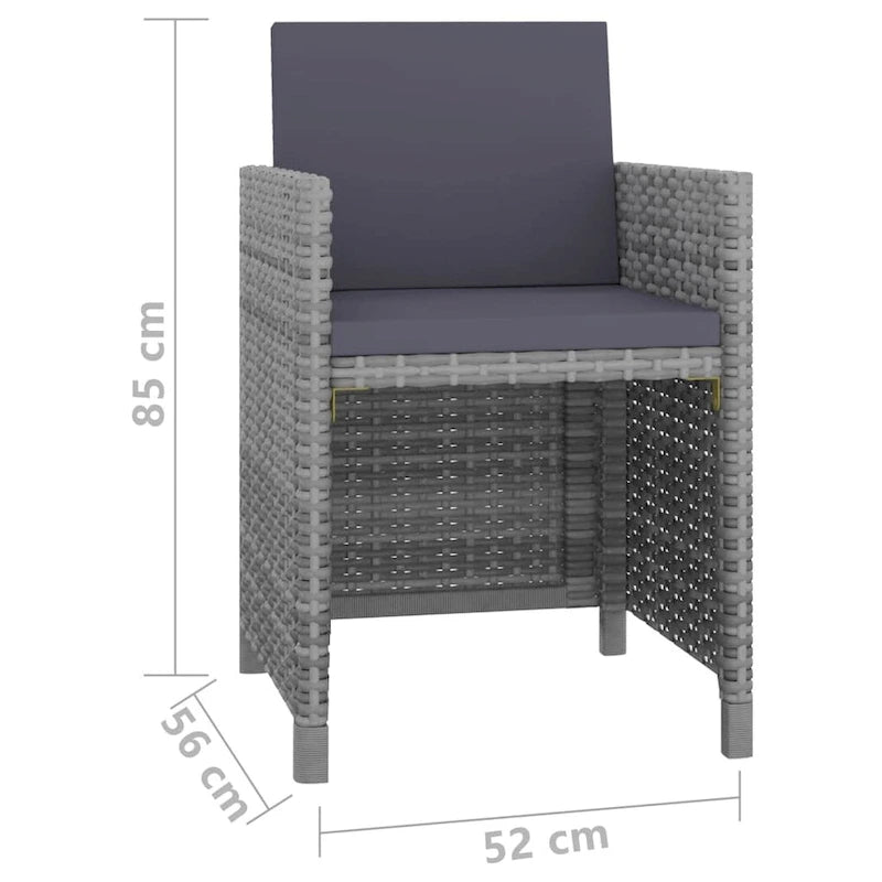 Ensemble de salle à manger d'extérieur vidaXL 9 pièces, table et chaises, mobilier en rotin synthétique - 42,9 x 42,9 x 29,1