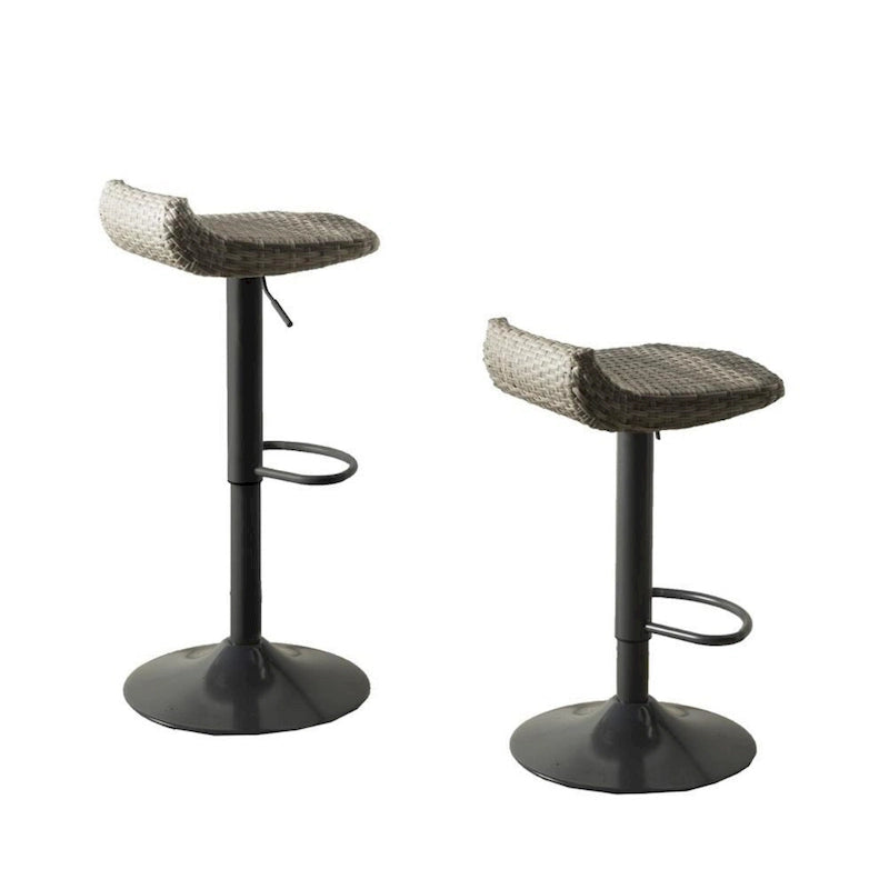 Tabouret de bar d'extérieur Max 34 pouces, en résine tressée noire, pliable, lot de 2