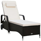 Chaise longue d'extérieur en osier rembourrée avec dossier réglable - 79,0 x 27,5 x 21 (L x l x H)