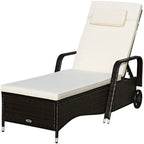 Chaise longue d'extérieur en osier rembourrée avec dossier réglable - 79,0 x 27,5 x 21 (L x l x H)