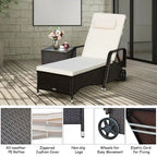 Chaise longue d'extérieur en osier rembourrée avec dossier réglable - 79,0 x 27,5 x 21 (L x l x H)