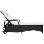 Chaise longue d'extérieur en osier rembourrée avec dossier réglable - 79,0 x 27,5 x 21 (L x l x H)