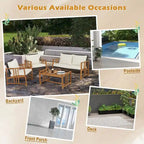 Ensemble de canapés de jardin Costway 4 pièces en résine tressée marron et structure en bois d'acacia - Voir les détails