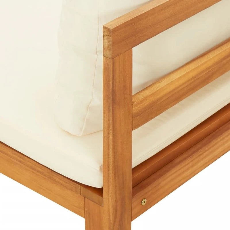 Chaise longue de patio vidaXL avec coussins, canapé modulable, table basse en bois d'acacia massif