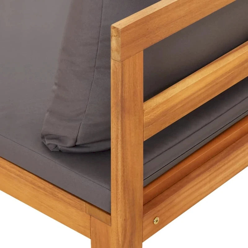 Chaise longue de patio vidaXL avec coussins, canapé modulable, table basse en bois d'acacia massif