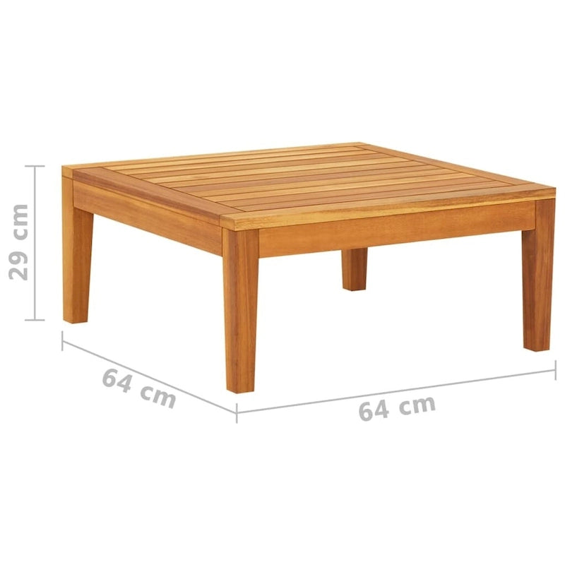 Chaise longue de patio vidaXL avec coussins, canapé modulable, table basse en bois d'acacia massif