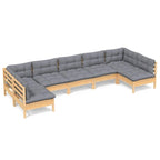 Ensemble de salon de jardin vidaXL en pin massif, 7 pièces, avec coussins multicolores - 25 x 25 x 24,6