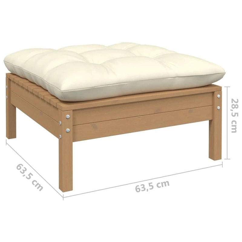 Ensemble de salon de jardin vidaXL en pin massif, 7 pièces, avec coussins multicolores - 25 x 25 x 24,6