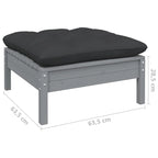 Ensemble de salon de jardin vidaXL en pin massif, 7 pièces, avec coussins multicolores - 25 x 25 x 24,6