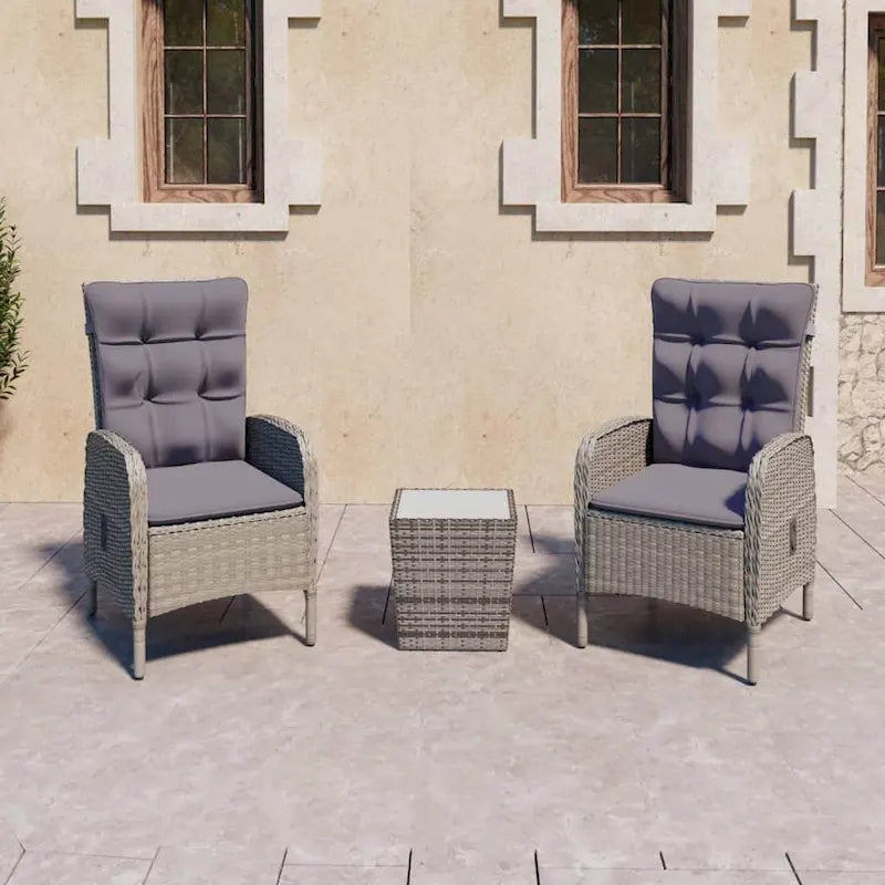 vidaXL Solid Acacia Wood Patio Bistro Set 3 Piece Poly Rattan Multi Colors - 16.3  x 16.3  x 16.9 