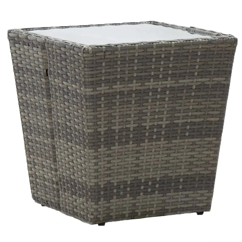 Ensemble bistro de patio vidaXL en bois d'acacia massif, 3 pièces, rotin synthétique multicolore - 16,3 x 16,3 x 16,9