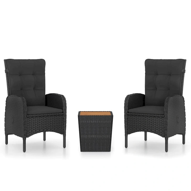 Ensemble bistro de patio vidaXL en bois d'acacia massif, 3 pièces, rotin synthétique multicolore - 16,3 x 16,3 x 16,9