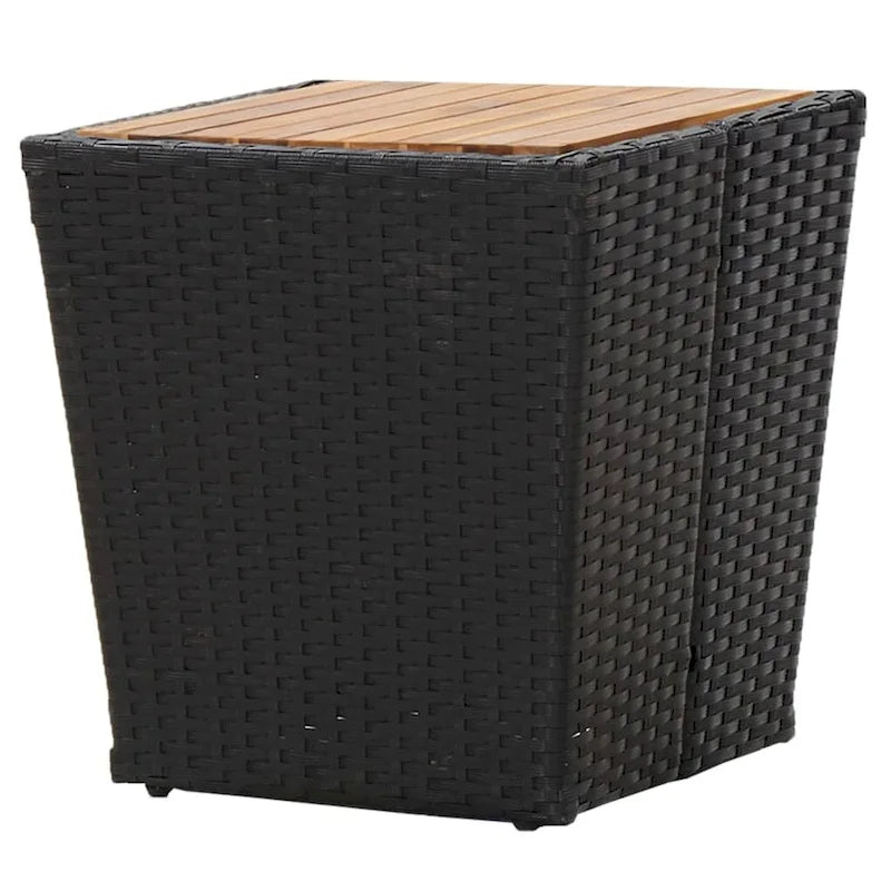 Ensemble bistro de patio vidaXL en bois d'acacia massif, 3 pièces, rotin synthétique multicolore - 16,3 x 16,3 x 16,9
