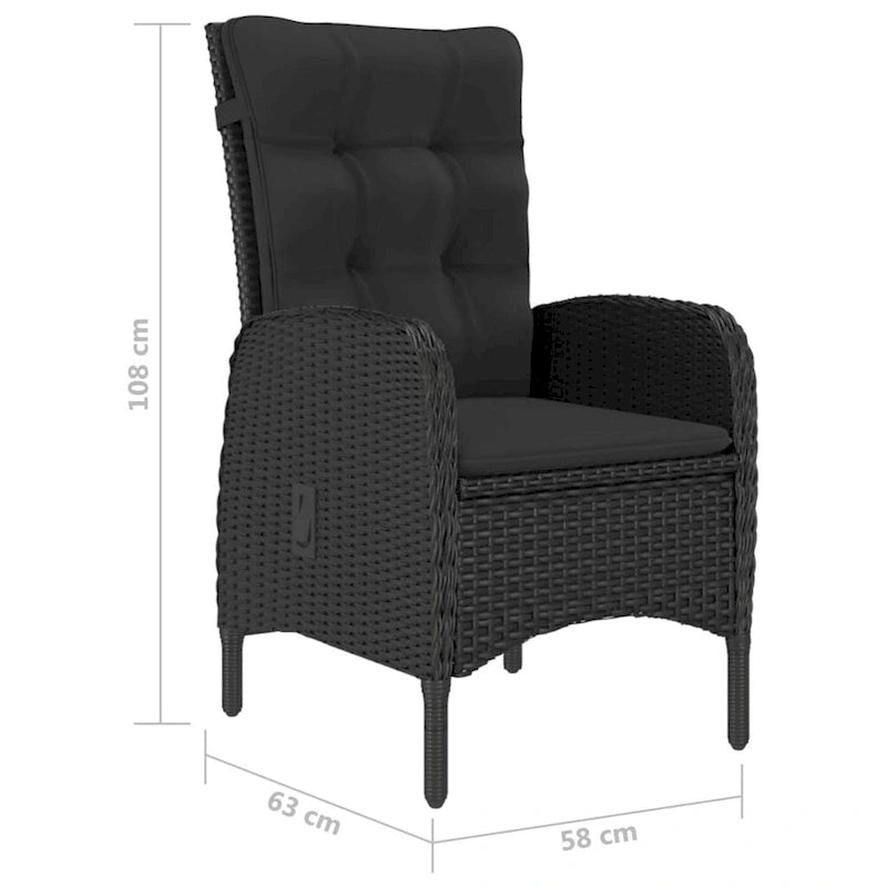 Ensemble bistro de patio vidaXL en bois d'acacia massif, 3 pièces, rotin synthétique multicolore - 16,3 x 16,3 x 16,9