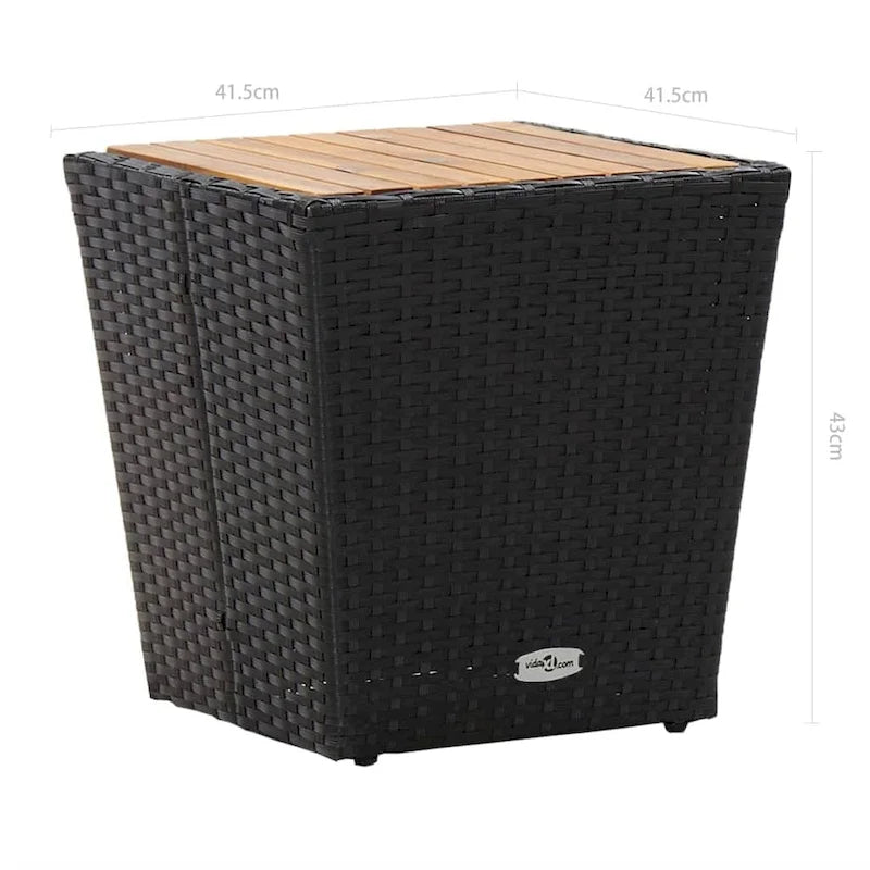 Ensemble bistro de patio vidaXL en bois d'acacia massif, 3 pièces, rotin synthétique multicolore - 16,3 x 16,3 x 16,9