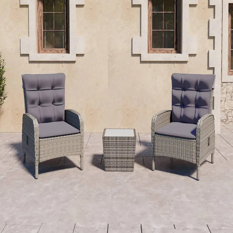 Ensemble bistro de patio vidaXL en bois d'acacia massif, 3 pièces, rotin synthétique multicolore - 16,3 x 16,3 x 16,9