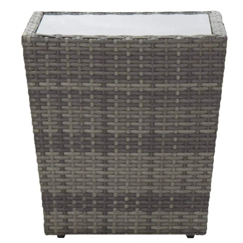Ensemble bistro de patio vidaXL en bois d'acacia massif, 3 pièces, rotin synthétique multicolore - 16,3 x 16,3 x 16,9