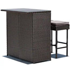 Ensemble de salle à manger Gymax 3 pièces en rotin, table et tabourets, gris et noir.