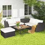 Ensemble de 7 meubles de conversation en résine tressée PE rembourrée pour patio extérieur Costway - 35 x 27 x 15 (L x l x H)