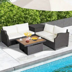 Ensemble de 7 meubles de conversation en résine tressée PE rembourrée pour patio extérieur Costway - 35 x 27 x 15 (L x l x H)