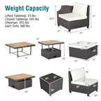Ensemble de 7 meubles de conversation en résine tressée PE rembourrée pour patio extérieur Costway - 35 x 27 x 15 (L x l x H)