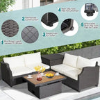 Ensemble de 7 meubles de conversation en résine tressée PE rembourrée pour patio extérieur Costway - 35 x 27 x 15 (L x l x H)