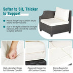Ensemble de 7 meubles de conversation en résine tressée PE rembourrée pour patio extérieur Costway - 35 x 27 x 15 (L x l x H)