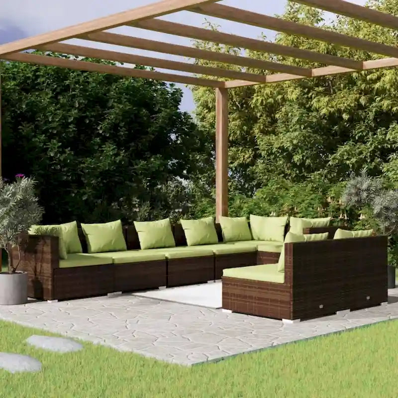 Ensemble de salon de jardin vidaXL avec coussins, en rotin synthétique marron - 70 x 70 x 61 cm