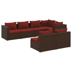 Ensemble de salon de jardin vidaXL avec coussins, en rotin synthétique marron - 70 x 70 x 61 cm