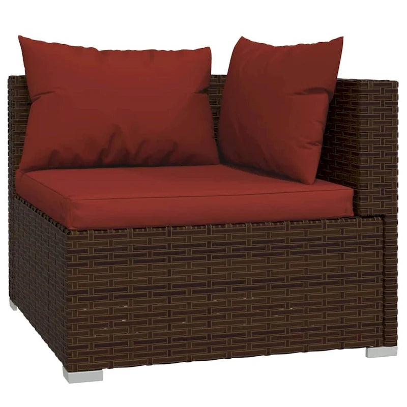 Ensemble de salon de jardin vidaXL avec coussins, en rotin synthétique marron - 70 x 70 x 61 cm