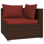 Ensemble de salon de jardin vidaXL avec coussins, en rotin synthétique marron - 70 x 70 x 61 cm